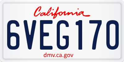 CA license plate 6VEG170