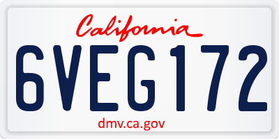CA license plate 6VEG172