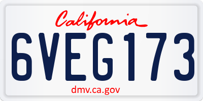 CA license plate 6VEG173
