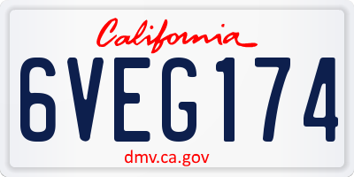 CA license plate 6VEG174