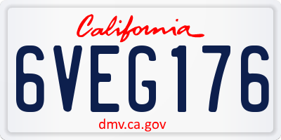 CA license plate 6VEG176