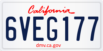 CA license plate 6VEG177