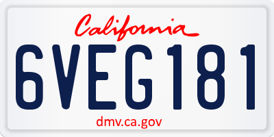 CA license plate 6VEG181