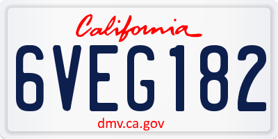 CA license plate 6VEG182