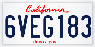 CA license plate 6VEG183
