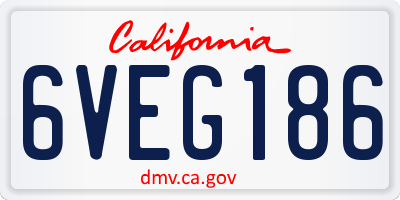 CA license plate 6VEG186
