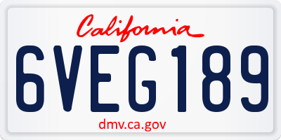CA license plate 6VEG189