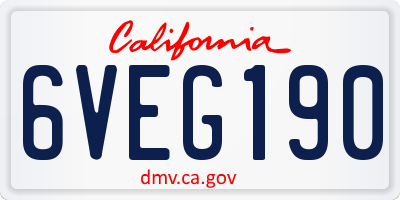 CA license plate 6VEG190