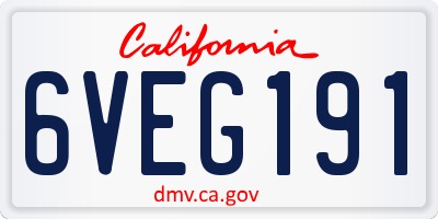 CA license plate 6VEG191