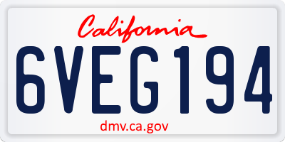 CA license plate 6VEG194