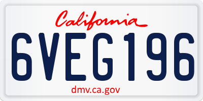 CA license plate 6VEG196