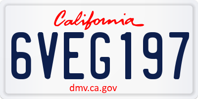 CA license plate 6VEG197