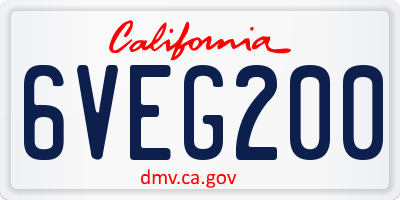 CA license plate 6VEG200