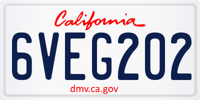 CA license plate 6VEG202