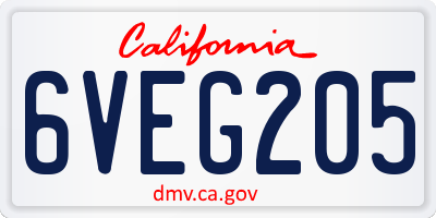 CA license plate 6VEG205
