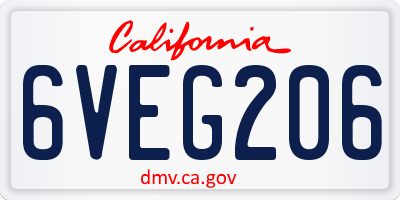 CA license plate 6VEG206