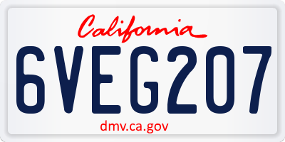 CA license plate 6VEG207