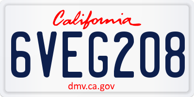 CA license plate 6VEG208