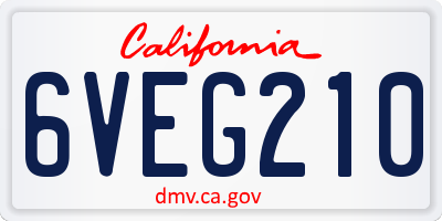 CA license plate 6VEG210