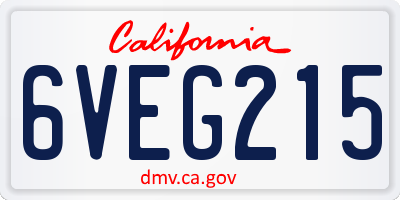 CA license plate 6VEG215