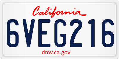 CA license plate 6VEG216