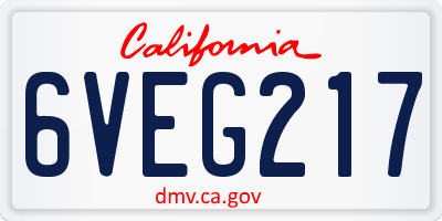 CA license plate 6VEG217