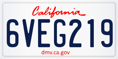 CA license plate 6VEG219