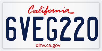 CA license plate 6VEG220