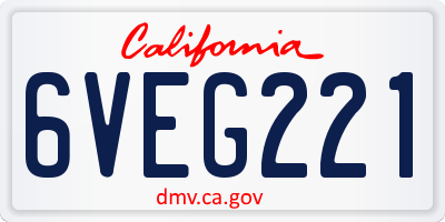 CA license plate 6VEG221