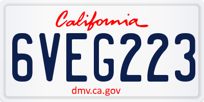 CA license plate 6VEG223