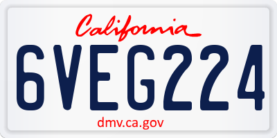 CA license plate 6VEG224