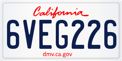 CA license plate 6VEG226
