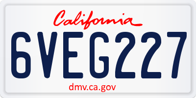 CA license plate 6VEG227