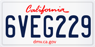 CA license plate 6VEG229