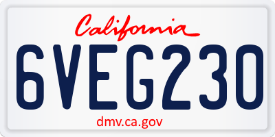 CA license plate 6VEG230