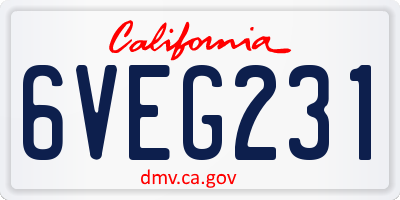 CA license plate 6VEG231