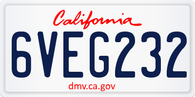 CA license plate 6VEG232