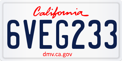 CA license plate 6VEG233