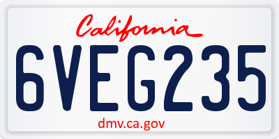 CA license plate 6VEG235