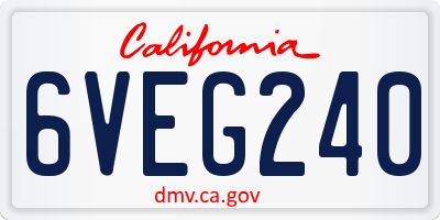 CA license plate 6VEG240