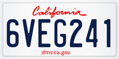 CA license plate 6VEG241