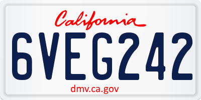 CA license plate 6VEG242