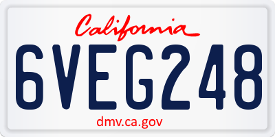 CA license plate 6VEG248