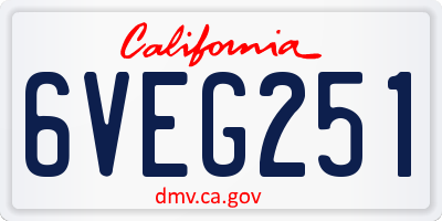 CA license plate 6VEG251