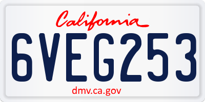 CA license plate 6VEG253