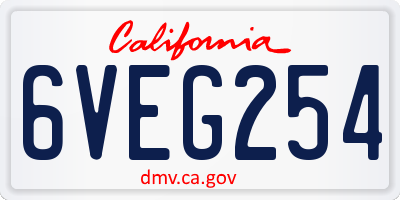 CA license plate 6VEG254