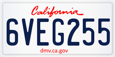 CA license plate 6VEG255