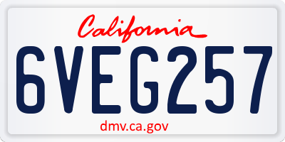 CA license plate 6VEG257