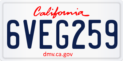 CA license plate 6VEG259