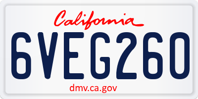 CA license plate 6VEG260